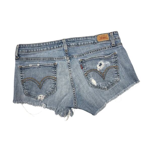 Levis 524 Too Superlow Cut Off Jean Shorts Distressed Denim VTG - Picture 7 of 10